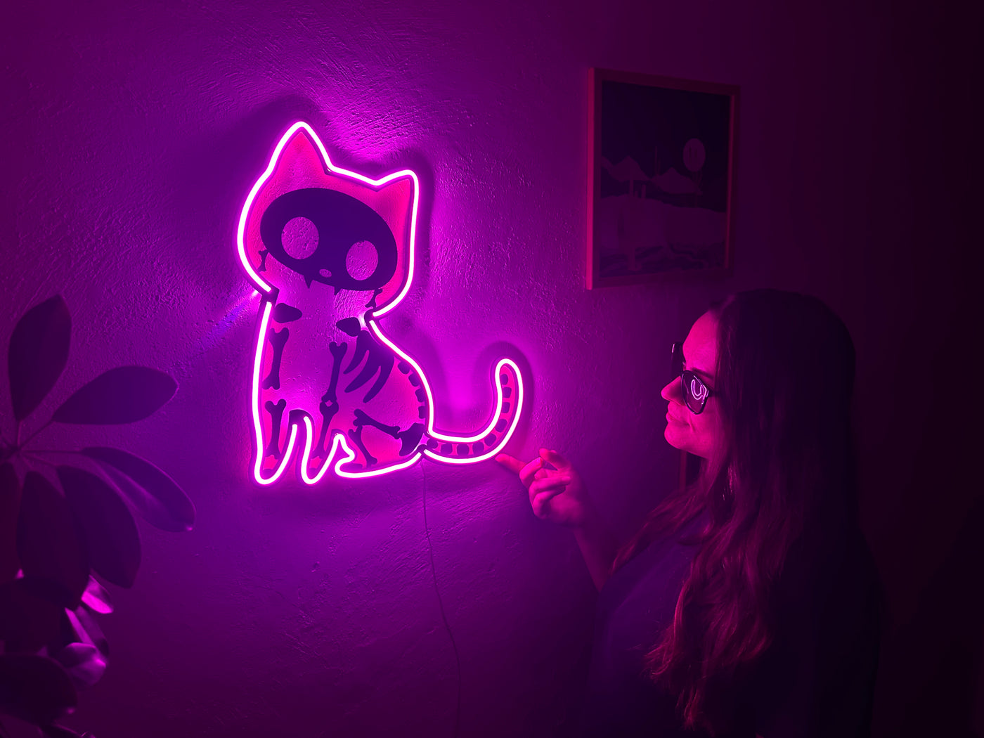 Cat X Rat Neon Metal Sign