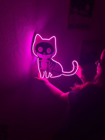 Cat X Rat Neon Metal Sign