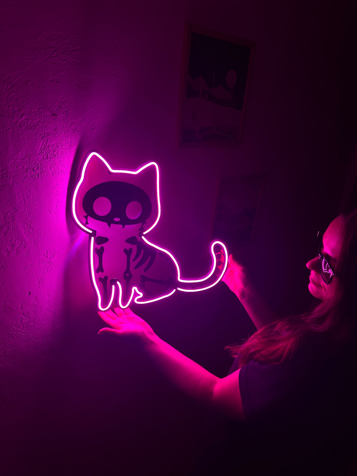 Cat X Rat Neon Metal Sign