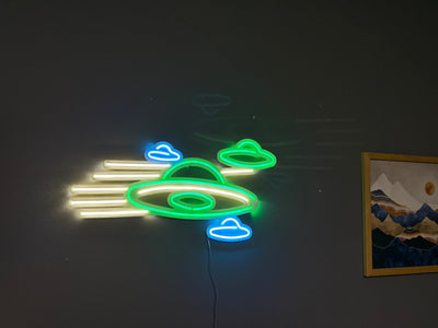 Ufo Neon Metal Sign