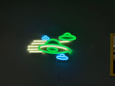 Ufo Neon Metal Sign