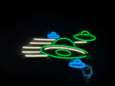 Ufo Neon Metal Sign