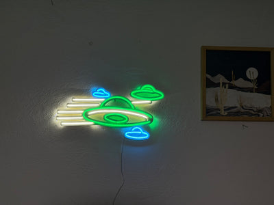 Ufo Neon Metal Sign