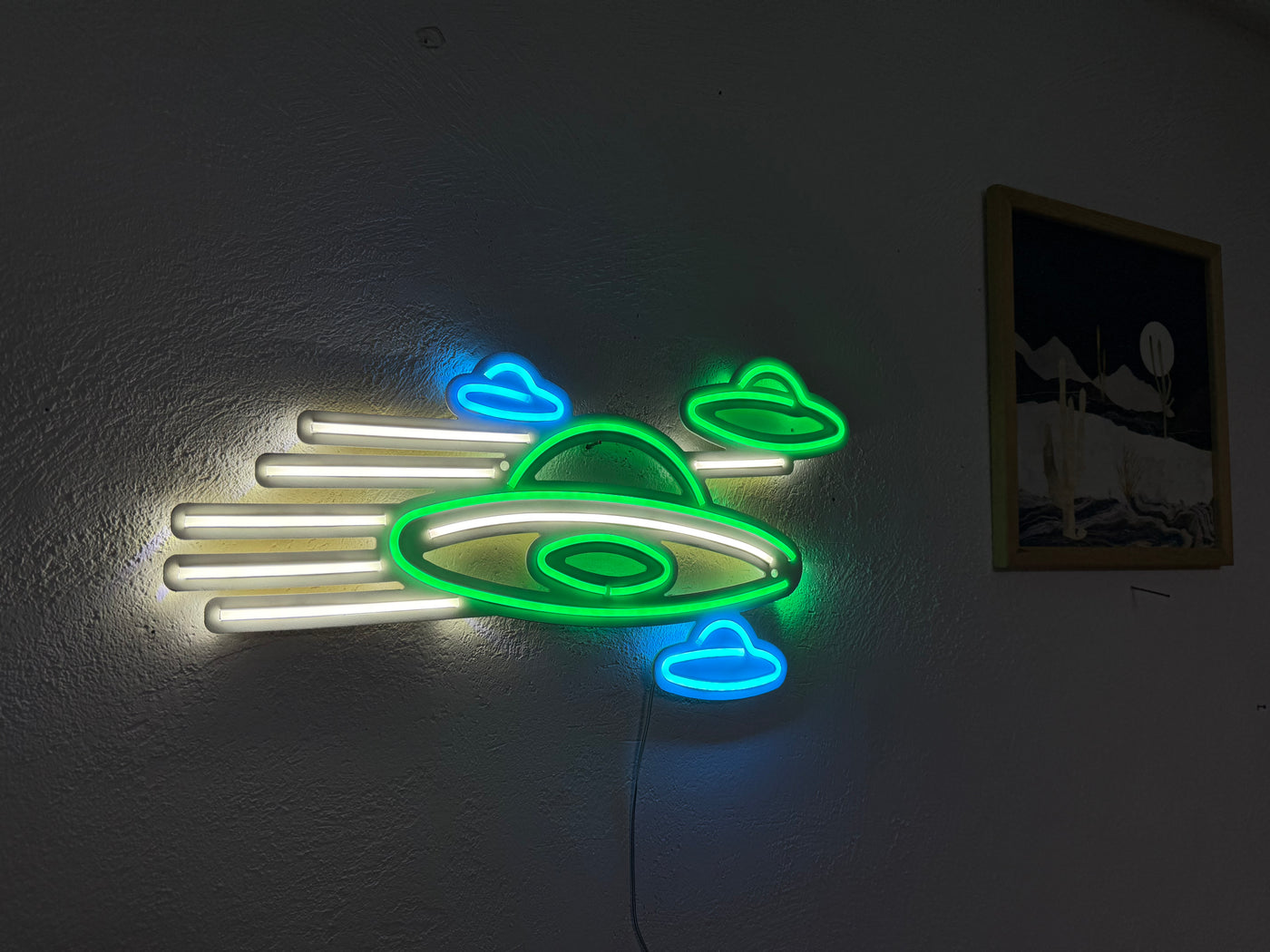 Ufo Neon Metal Sign