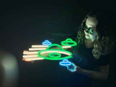 Ufo Neon Metal Sign