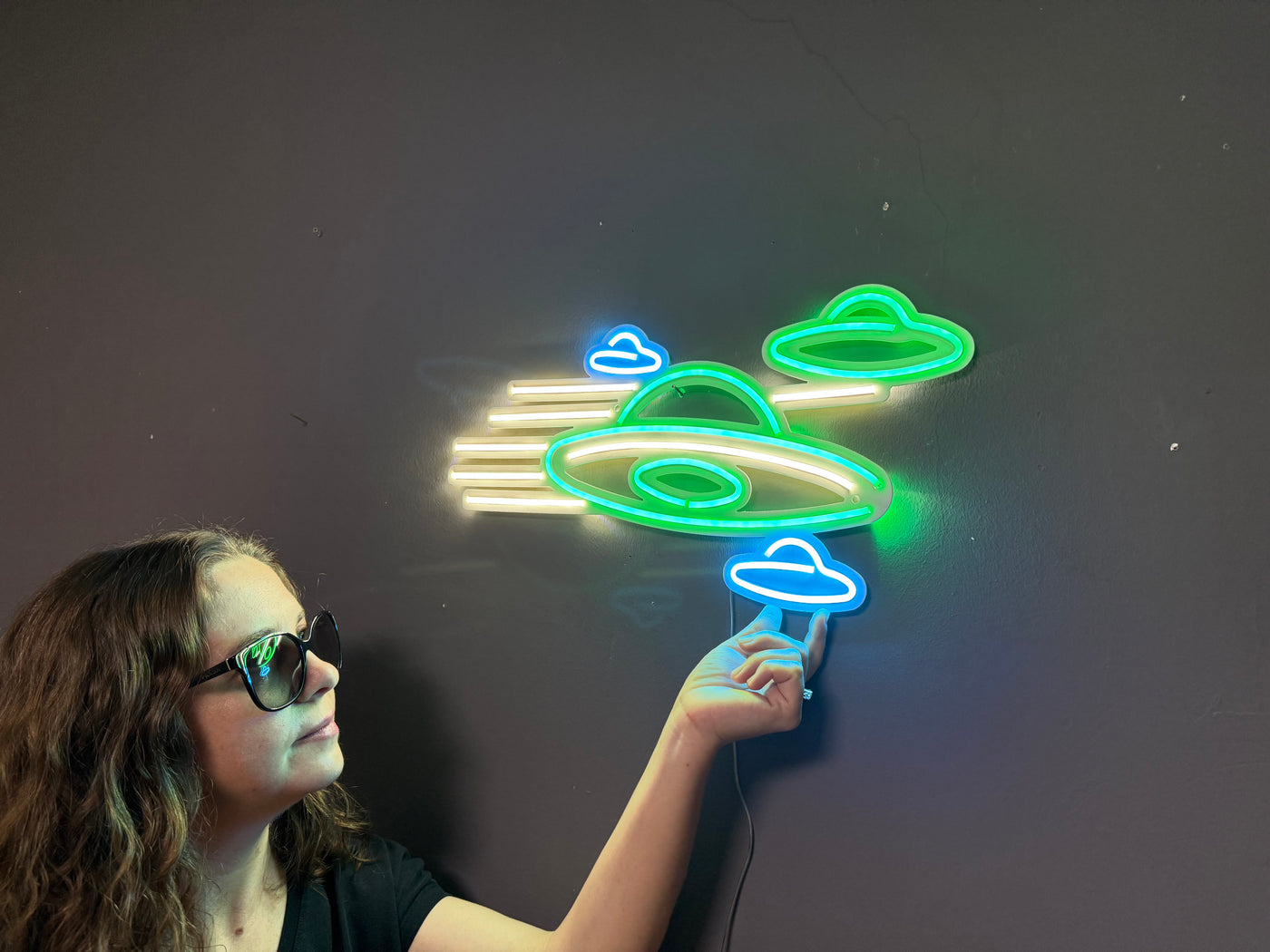 Ufo Neon Metal Sign