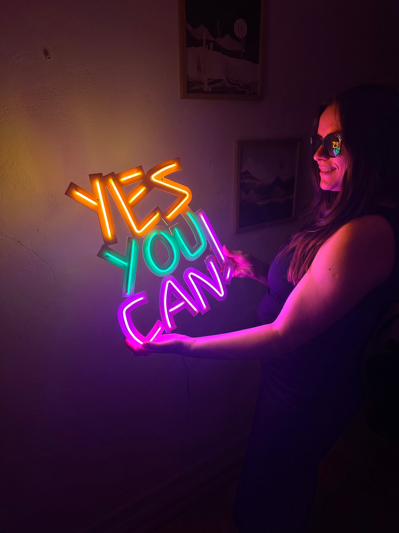 Yes You Can Neon Metal Sign