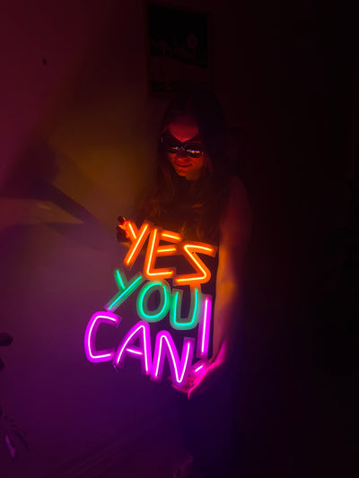 Yes You Can Neon Metal Sign