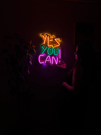 Yes You Can Neon Metal Sign