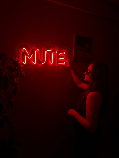 Mute Neon Metal Sign