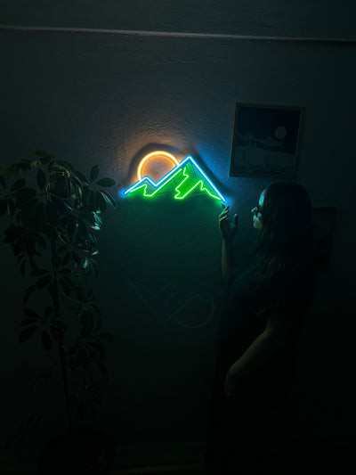 Mountain Neon Metal Sign