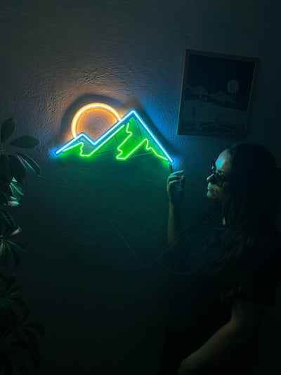 Mountain Neon Metal Sign