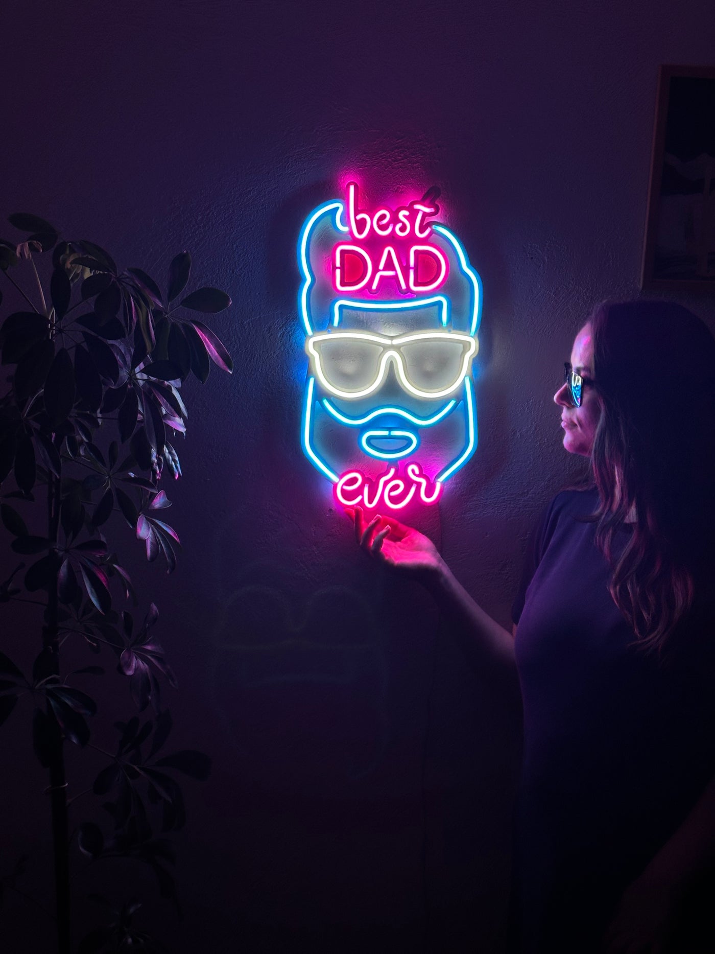 Best Dad Ever Neon Metal Sign