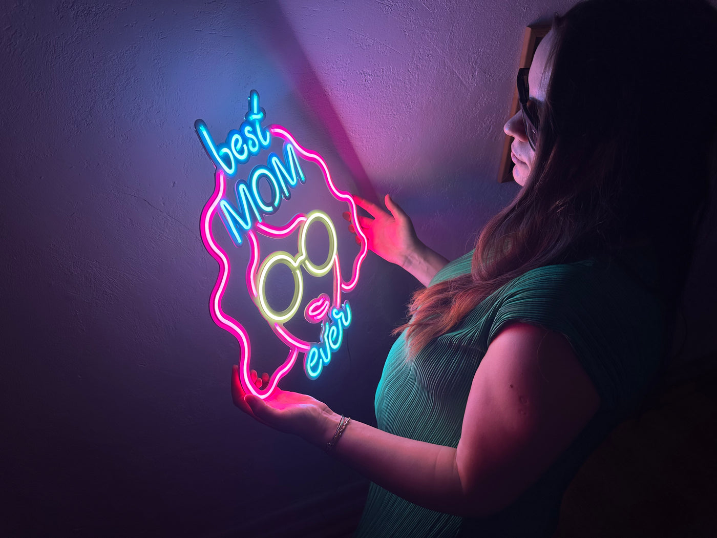 Best Mom Ever Neon Metal Sign