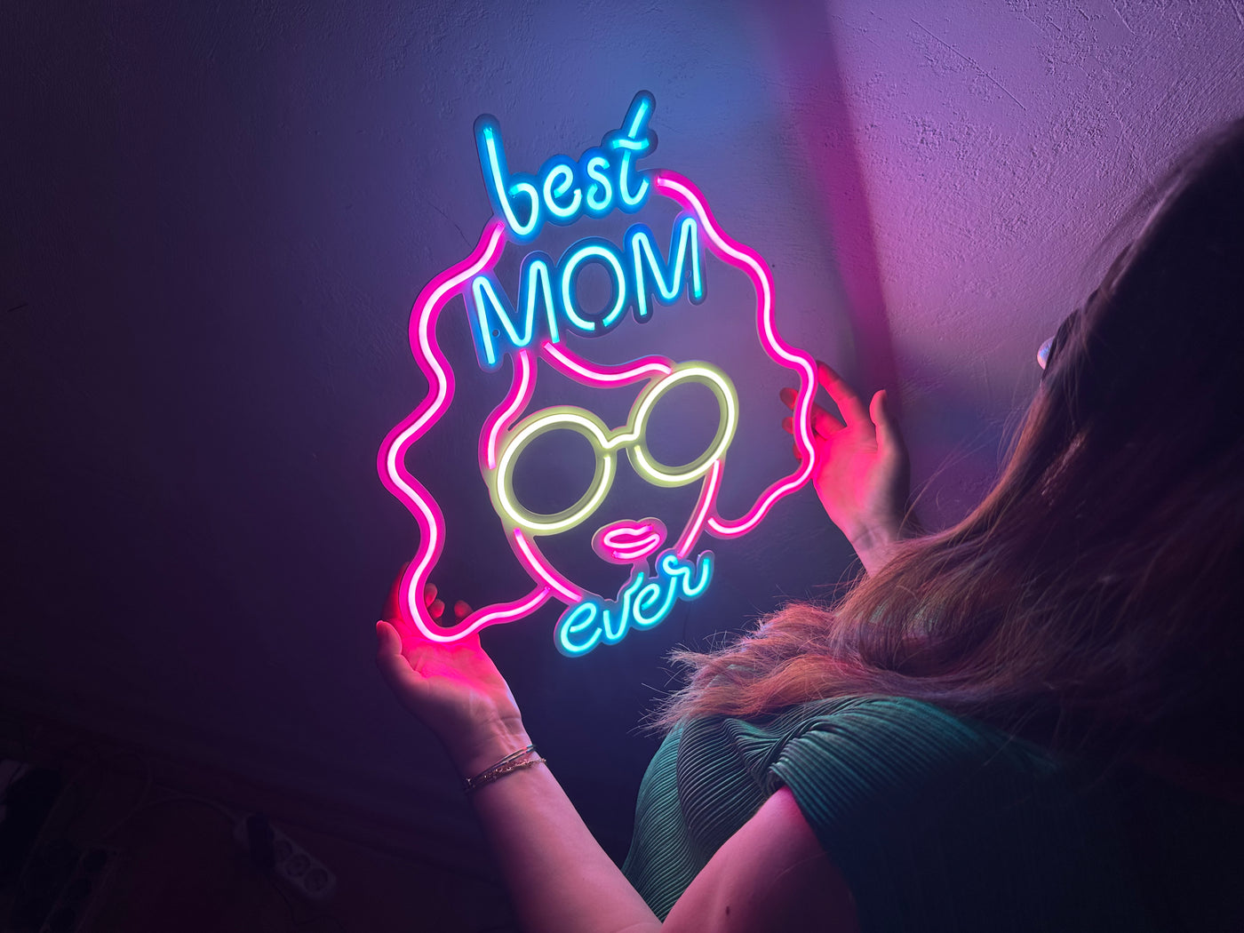 Best Mom Ever Neon Metal Sign