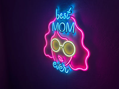 Best Mom Ever Neon Metal Sign