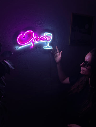 Open Door Neon Metal Sign