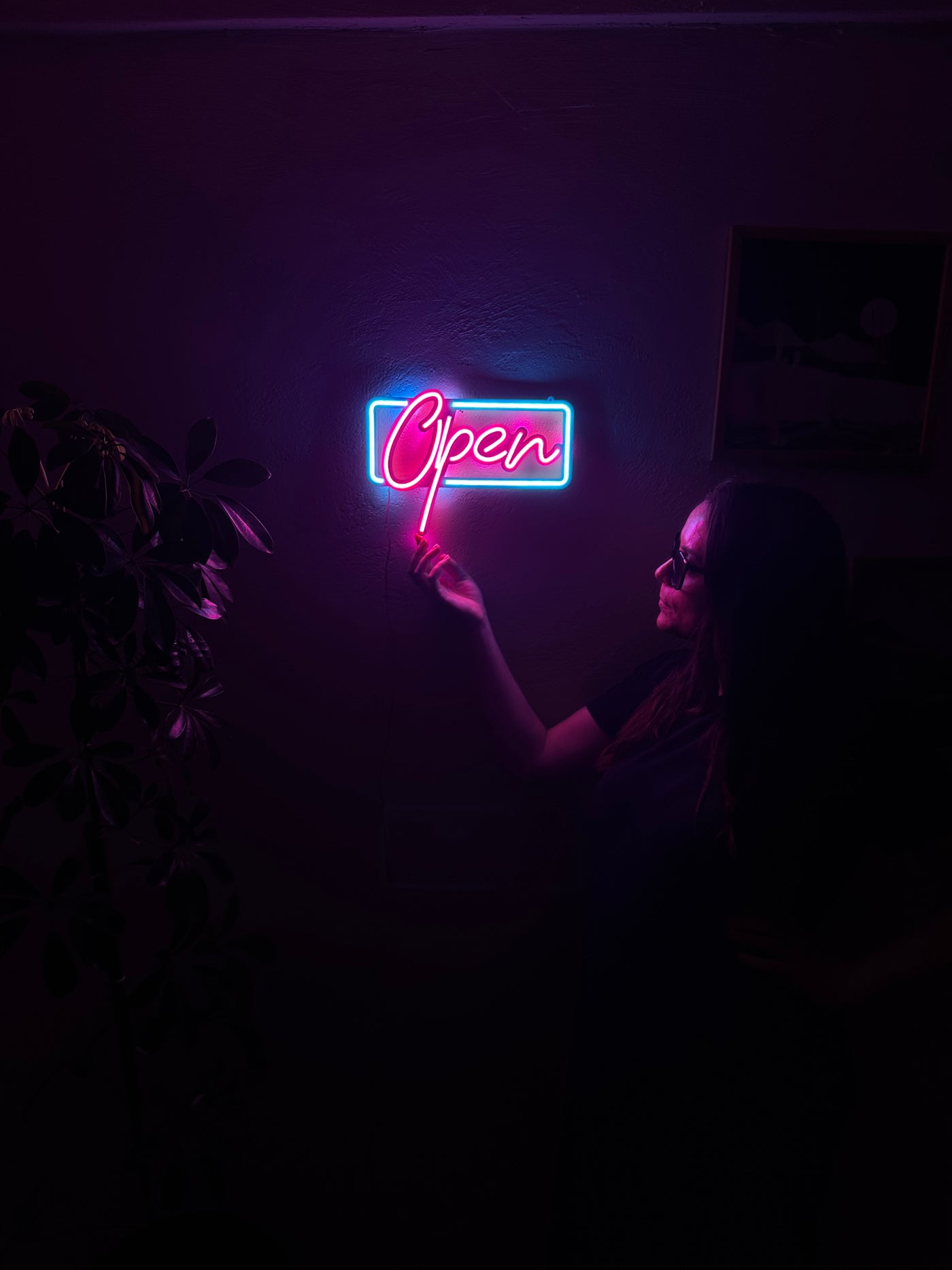 Open Neon Metal Sign