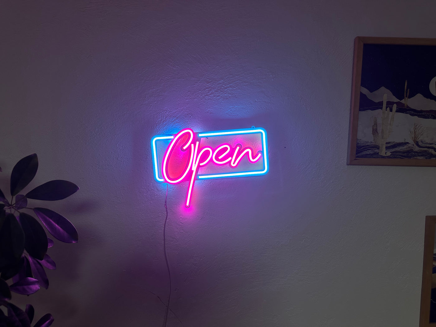 Open Neon Metal Sign