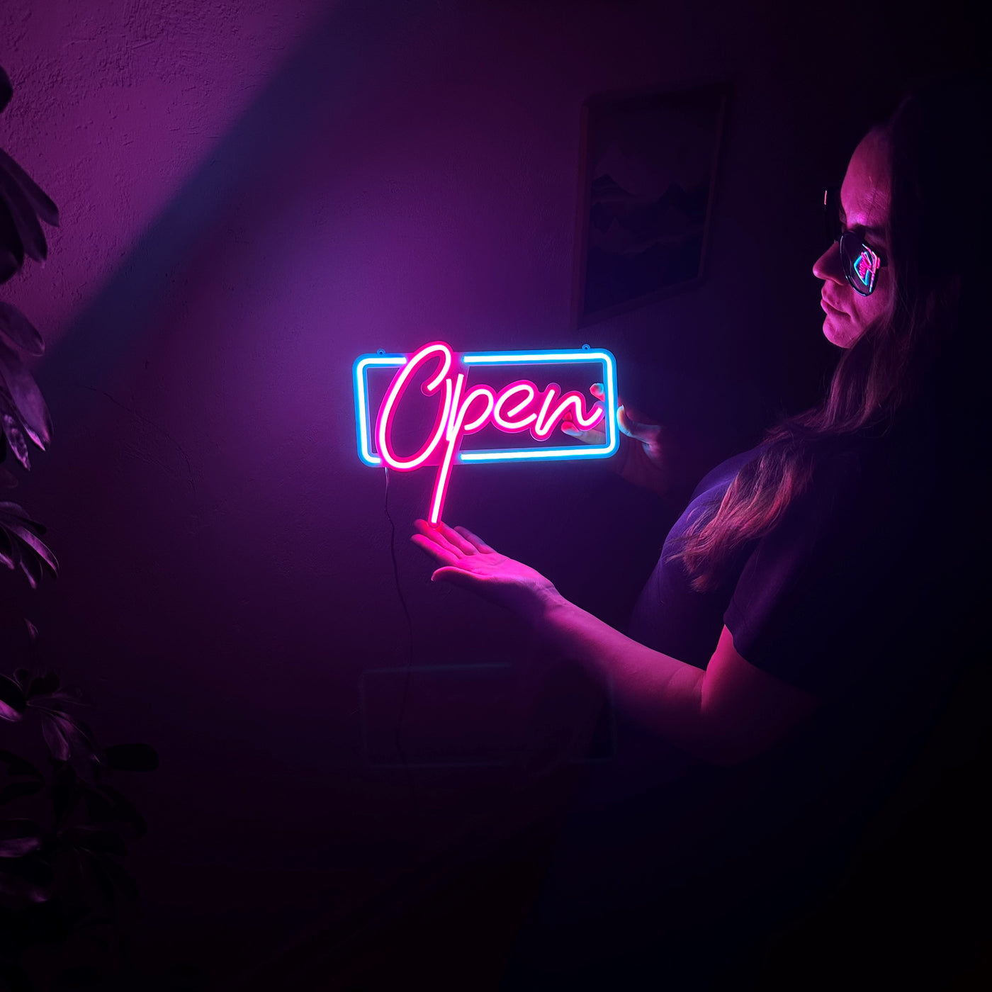 Open Neon Metal Sign