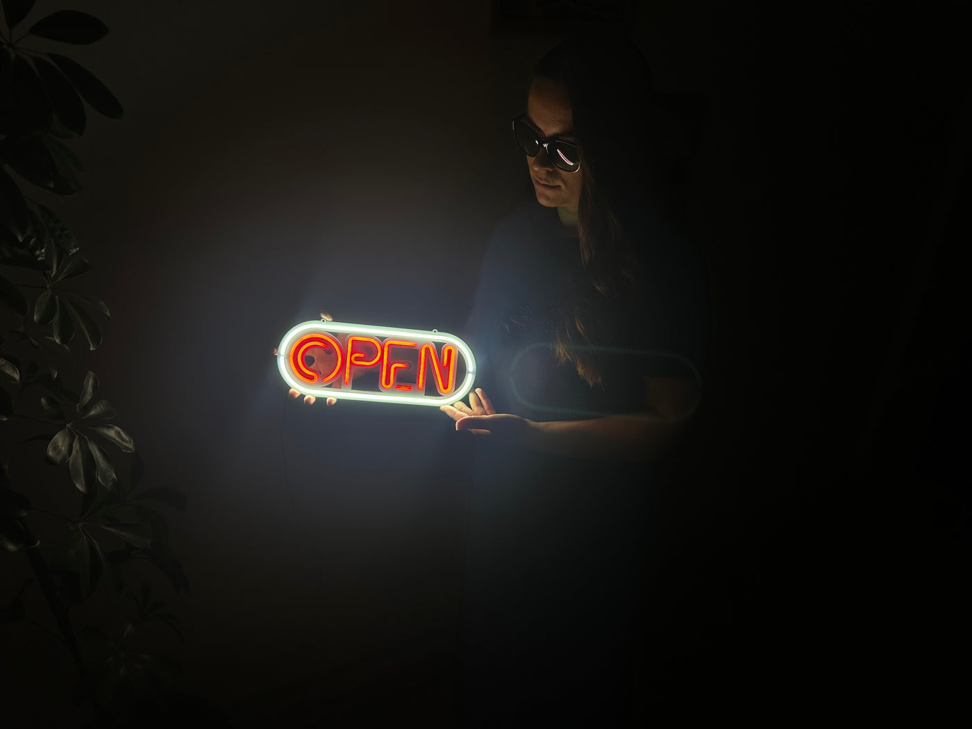 Open Door Neon Metal Sign