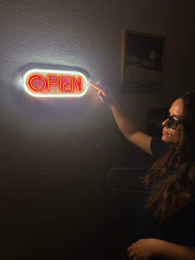 Open Door Neon Metal Sign