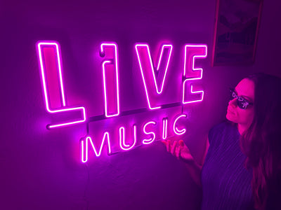 Live Music Neon Metal Sign