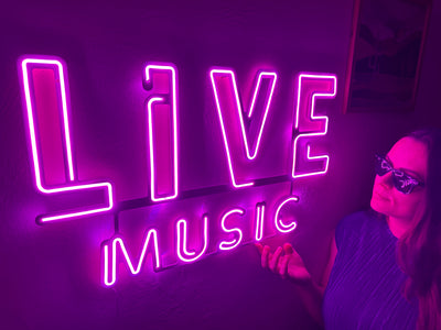 Live Music Neon Metal Sign