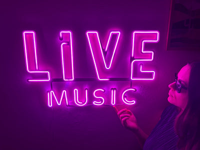 Live Music Neon Metal Sign