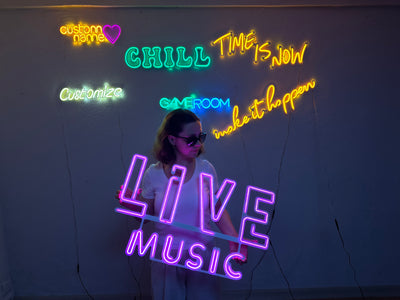 Live Music Neon Metal Sign