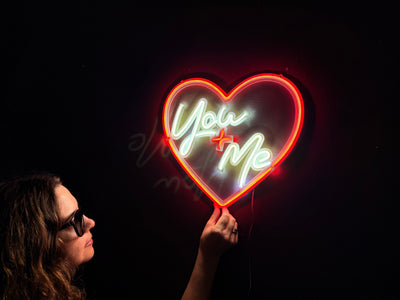 You + Me Neon Metal Sign