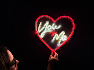 You + Me Neon Metal Sign