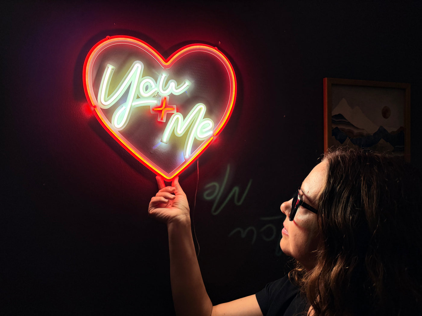 You + Me Neon Metal Sign