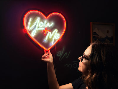 You + Me Neon Metal Sign