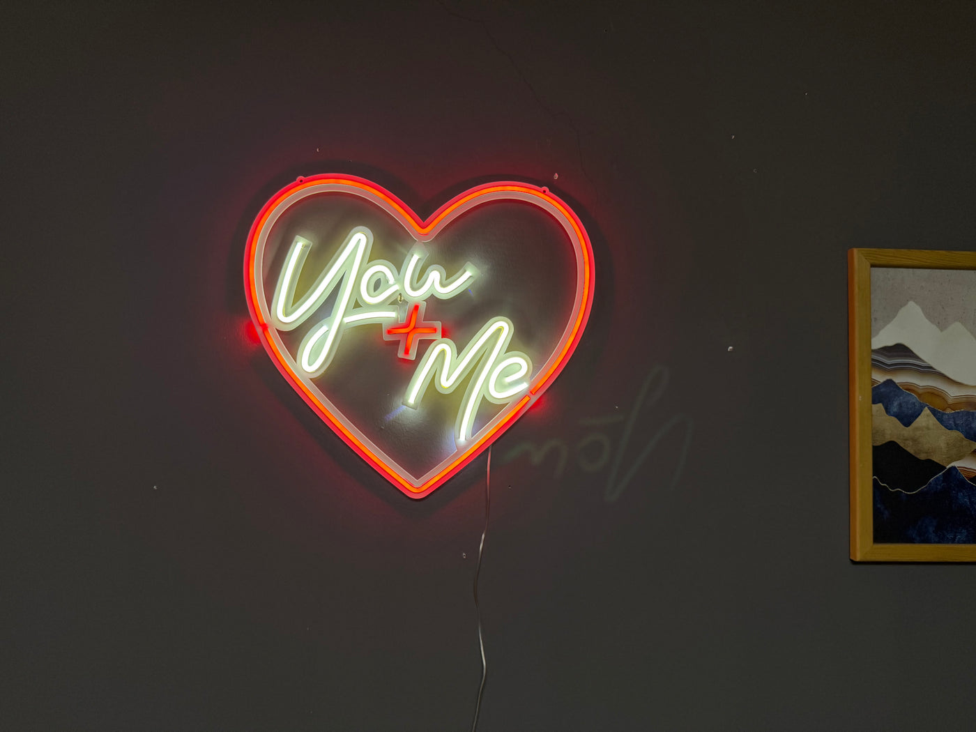 You + Me Neon Metal Sign