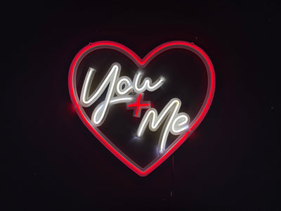 You + Me Neon Metal Sign