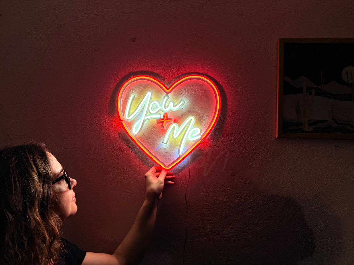 You + Me Neon Metal Sign