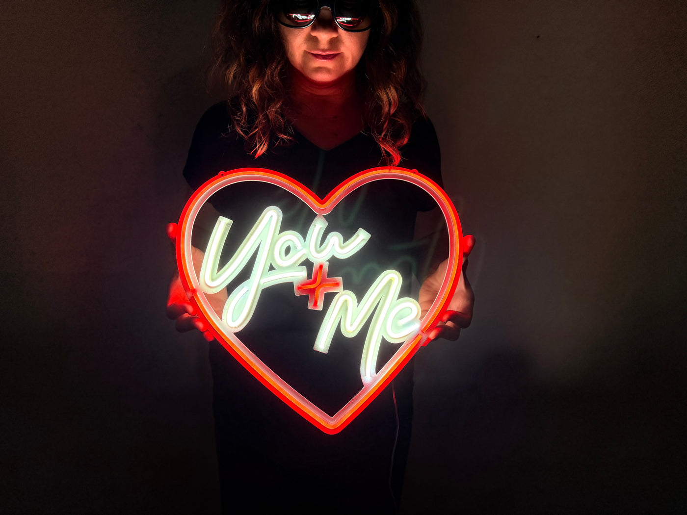 You + Me Neon Metal Sign