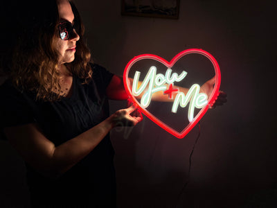 You + Me Neon Metal Sign