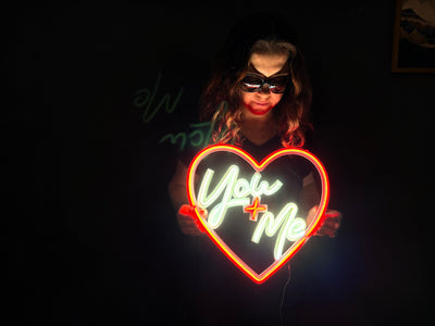 You + Me Neon Metal Sign