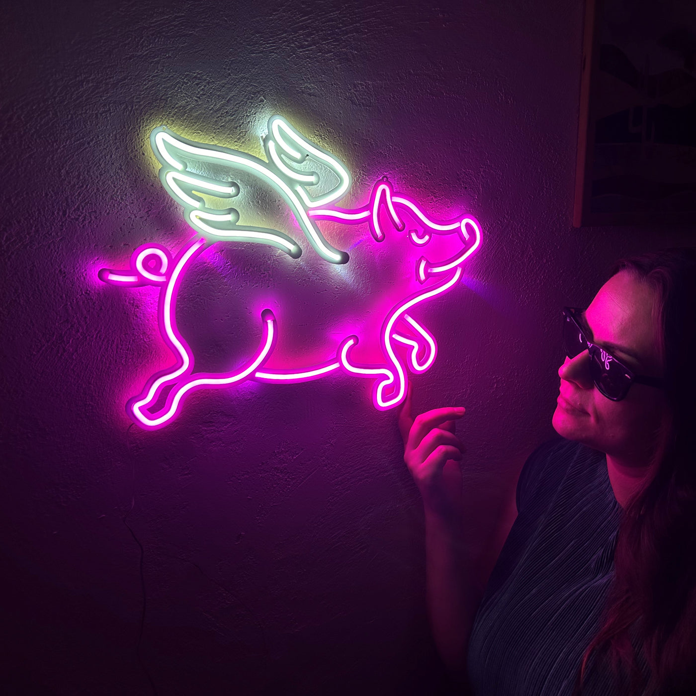 Piggy Neon Metal Sign