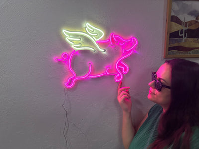 Piggy Neon Metal Sign