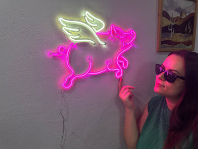 Piggy Neon Metal Sign