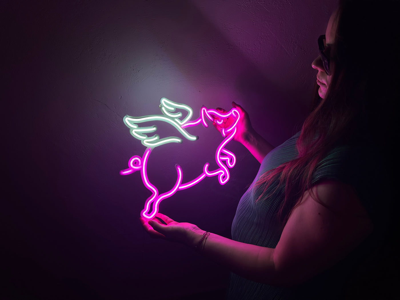 Piggy Neon Metal Sign