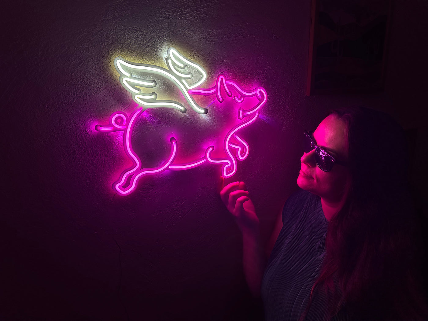 Piggy Neon Metal Sign