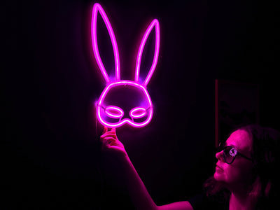 Rabbit Mask Neon Metal Sign