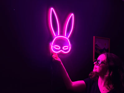 Rabbit Mask Neon Metal Sign