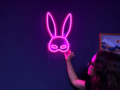 Rabbit Mask Neon Metal Sign