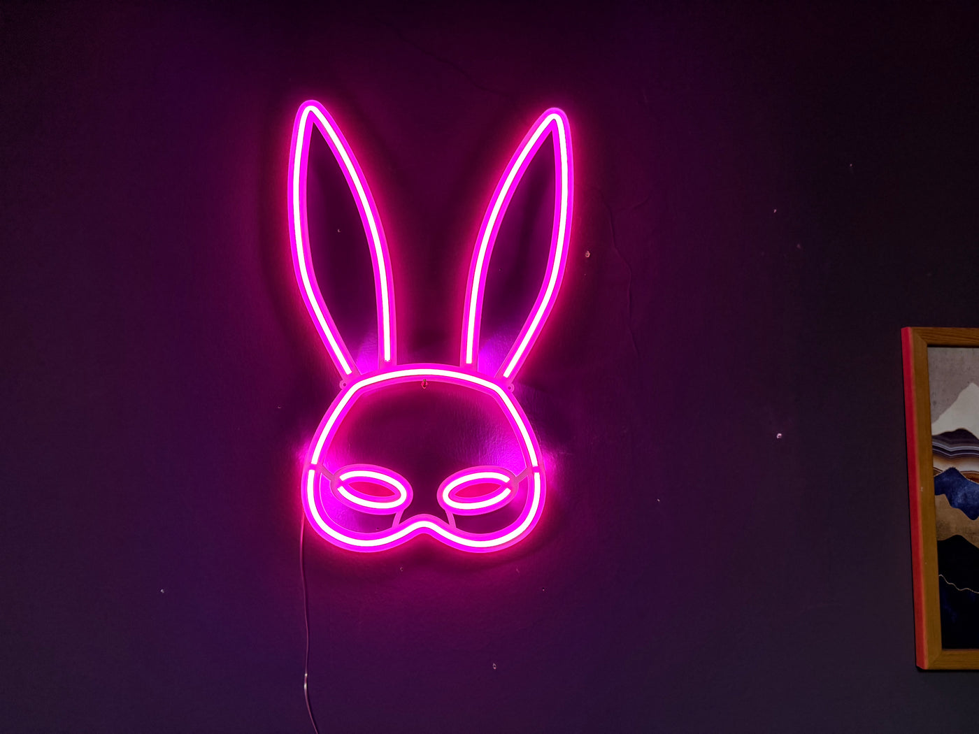 Rabbit Mask Neon Metal Sign