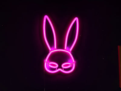 Rabbit Mask Neon Metal Sign